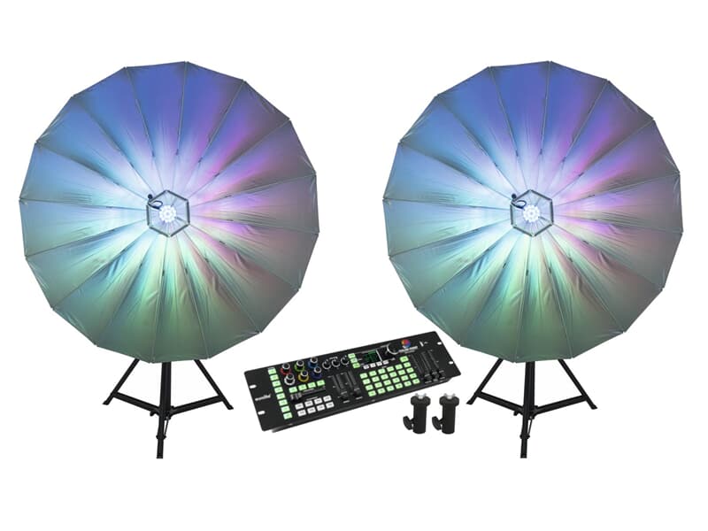 Eurolite Set 2x LED Umbrella 140 + DMX LED Color Chief + 2 Stative