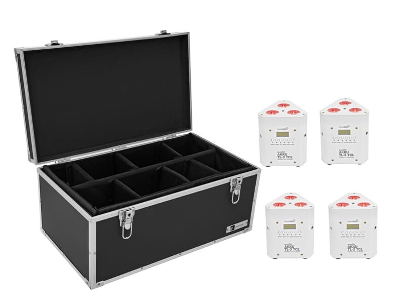 EUROLITE Set 4x AKKU TL-3 TCL white + Case TDV-1