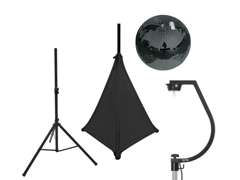 EUROLITE Set Spiegelkugel 30cm mit Stativ und Segel schwarz