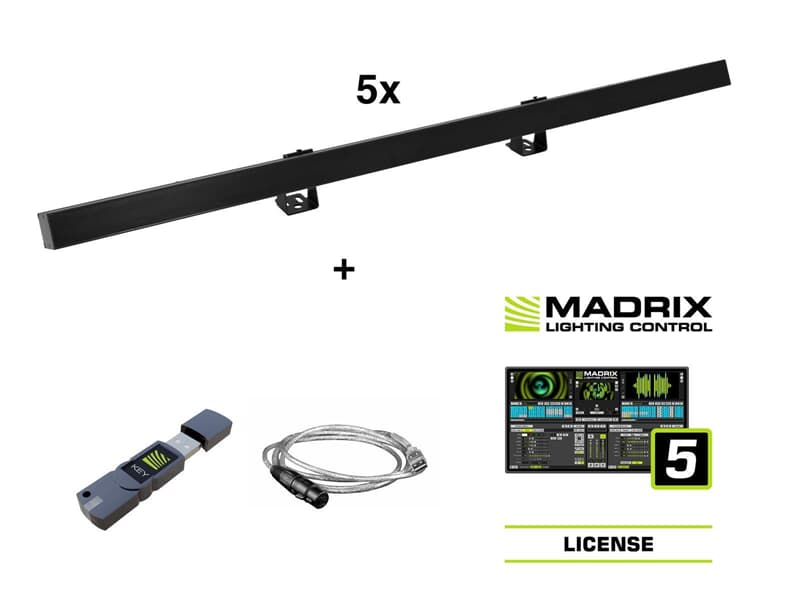 EUROLITE Set 5x LED PR-100/32 Pixel DMX Rail sw +