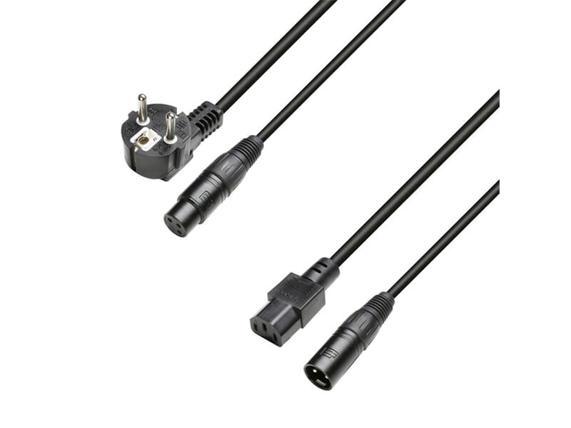 Adam Hall Cables 8101 PSAX 0500 - Power and Audio Cable CEE7/7 & XLR female to C13 & XLR male 3x1.5mm² 5m