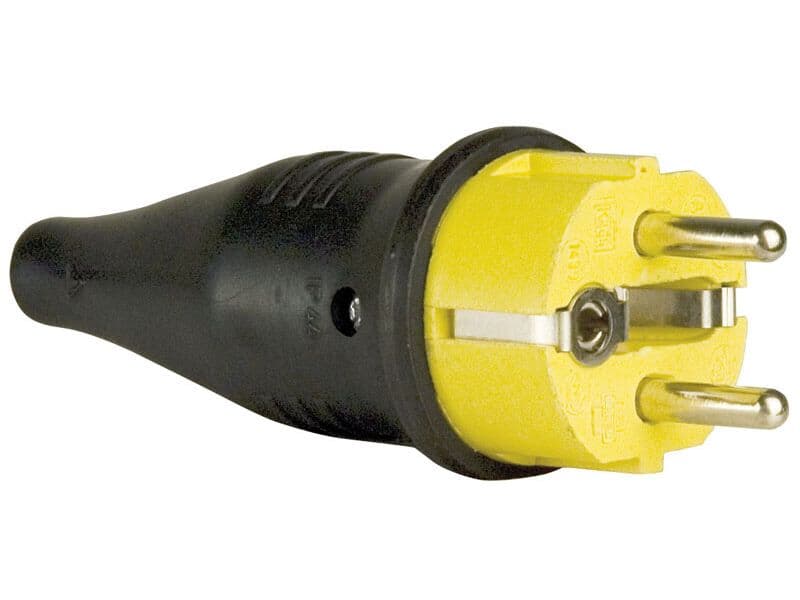 Rubber Schutzkontakt Connector Male 230V Yellow CEE7/VII