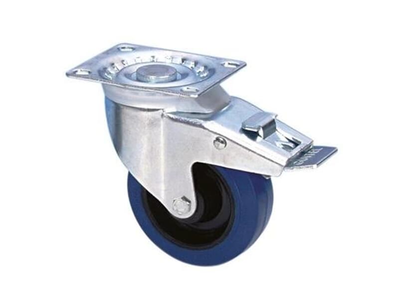 Guitel 37024 - Lenkrolle 100 mm mit blauem Rad und Feststeller
