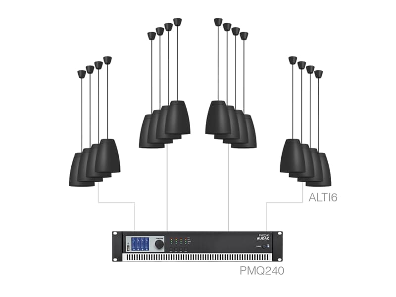 Audac LENTO6.16 - schwarz - Pendellautsprecher-Set (16 x ALTI6 + PMQ240)