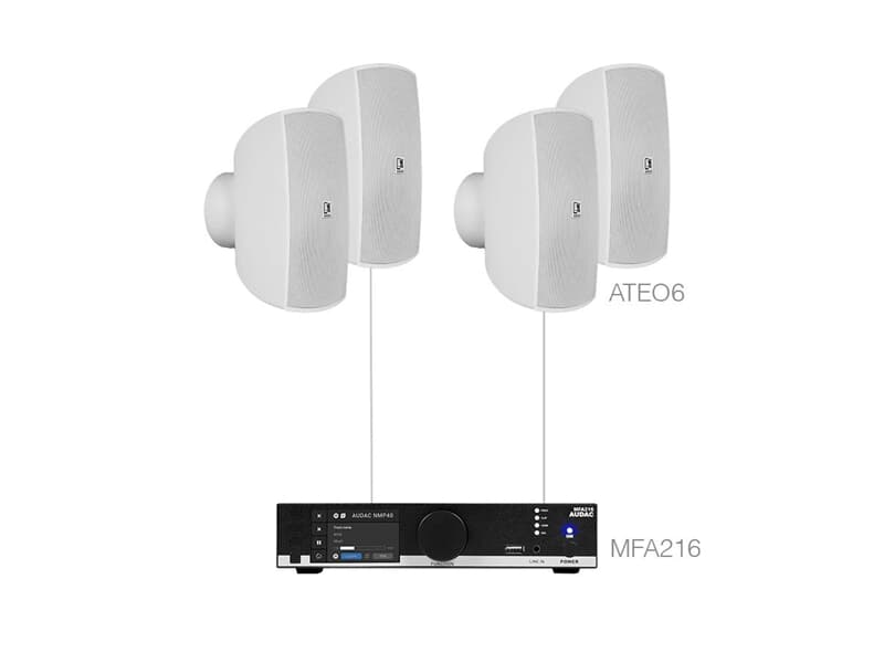 Audac MENTO6.4 - weiß - Wandlautsprecherlösung mit Verstärker (4 x ATEO6 + MFA216)