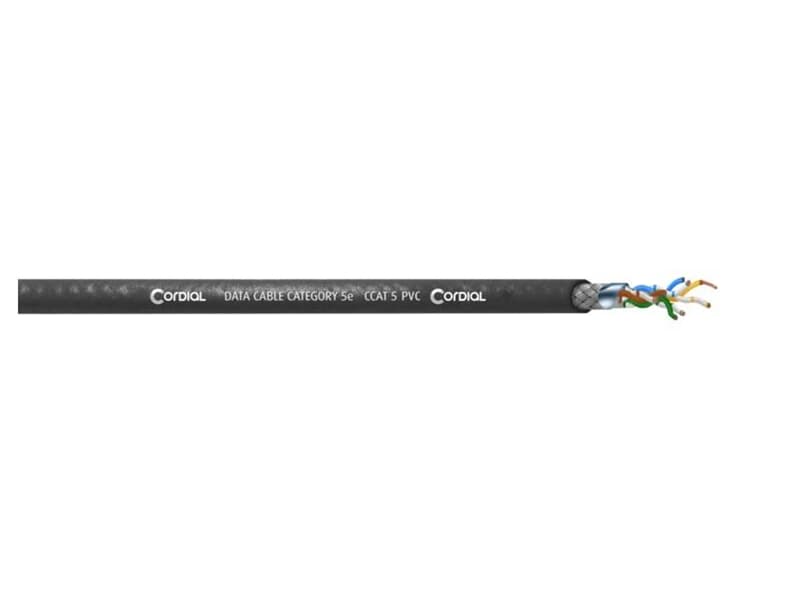 Cordial CCAT 5 PVC BLACK 100 - 0,15 mm², 7 x 0,16 mm, trommelbar - Laufmeterpreis, 100m Rolle