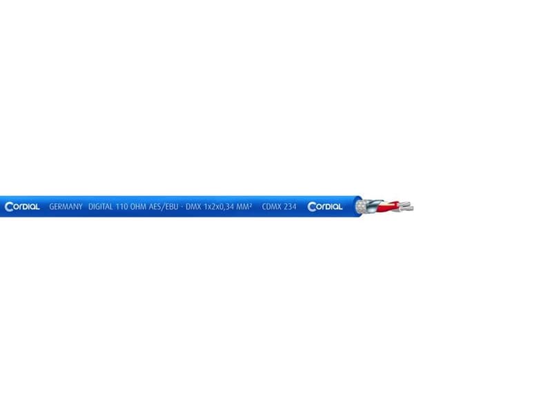 Cordial CDMX 234 BLUE 100 - 1 x 2 x 0,34 mm², 7 x 0,25 mm, 2 x Schirm - Laufmeterpreis, 100m Rolle