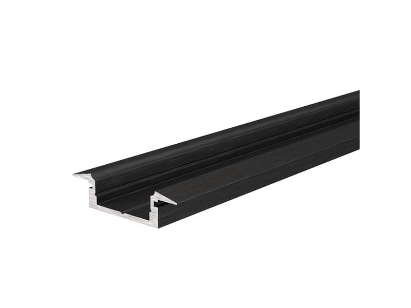 T-Profil flach ET-01-12 für 12 - 13,3 mm LED Stripes, Schwarz-matt, eloxiert, 2000 mm