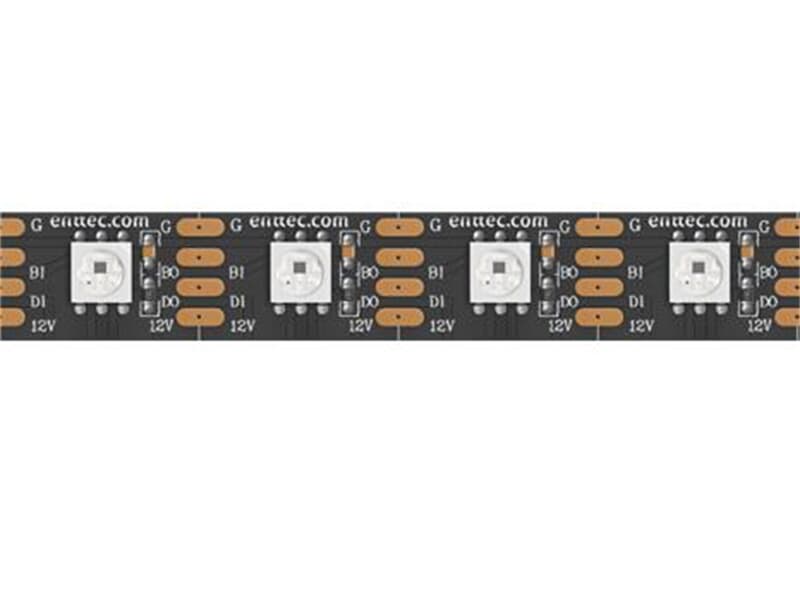 ENTTEC RGB 60 LEDS/METER BLACK PCB 12V 1-to-1 PIXEL TAPE - 5M REEL - GS8208B -Chip