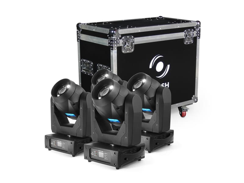 FLASH 4x LED MOVING HEAD 150W 2-31° AUTO FOCUS, ROTO PRISM inkl. Case