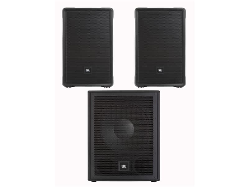 2x JBL IRX112BT Aktiver PA-Lautsprecher mit Bluetooth inkl. JBL IRX115S Subwoofer