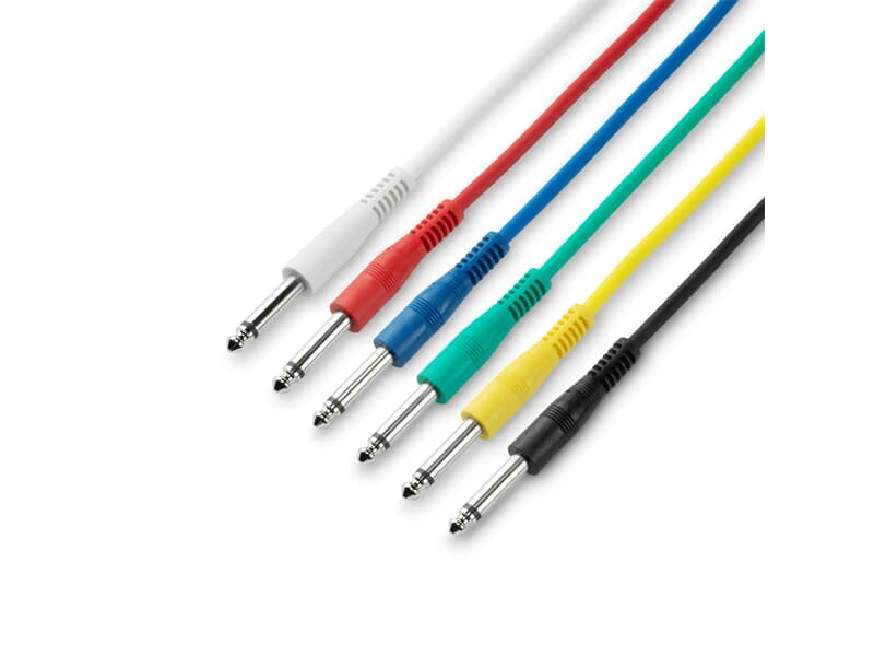 Adam Hall Cables K3 IPP 0030 SET - Set of 6 Patch Cables 6.3 mm Jack Mono 0.30 m