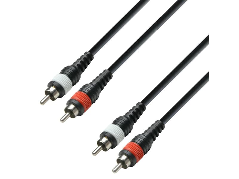 Adam Hall Cables K3 TCC 0100 M - Audio Cable Moulded 2 x RCA Male to 2 x RCA Male, 1 m