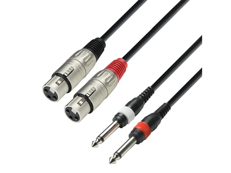 Adam Hall Cables K3 TFP 0600 - Kabel 2 x XLR-Buchse auf 2 x 6,3 mm Mono-Klinkenstecker, 6 m