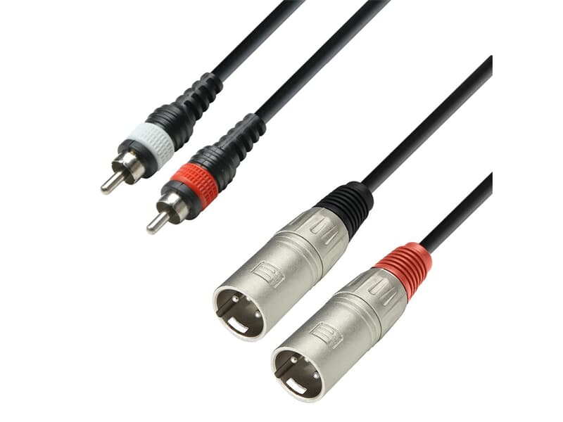 Adam Hall Cables K3 TMC 0100 - Audio Cable Moulded 2 x RCA Male to 2 x XLR Male, 1 m