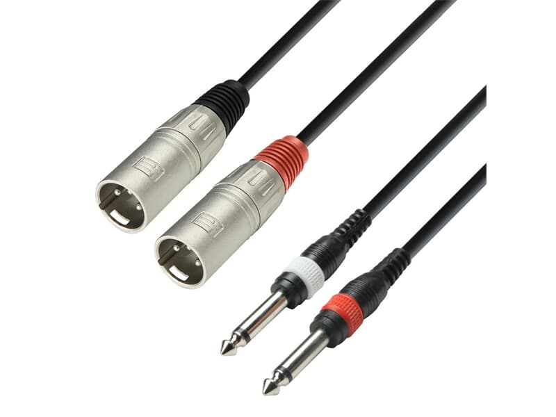 Adam Hall Cables K3 TMP 0600 - Audiokabel 2 x XLR-Stecker auf 2 x 6,3 mm Mono-Klinke-Stecker, 6 m