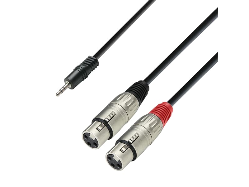 Adam Hall Cables K3 YWFF 0100 - Audiokabel 3,5 mm Klinke Stereo auf 2 x XLR Female, 1 m
