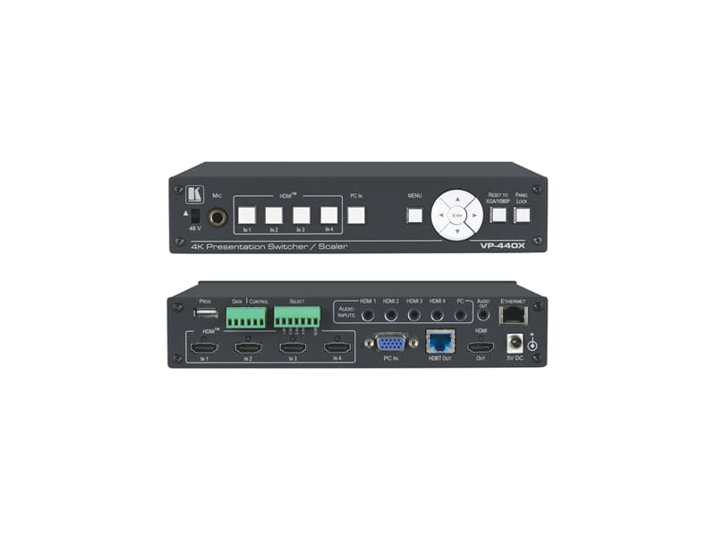 Kramer VP-440X - 18G 4K 4:4:4 Präsentationsumschalter / Scaler mit parallelen HDBaseT & HDMI Ausgäng