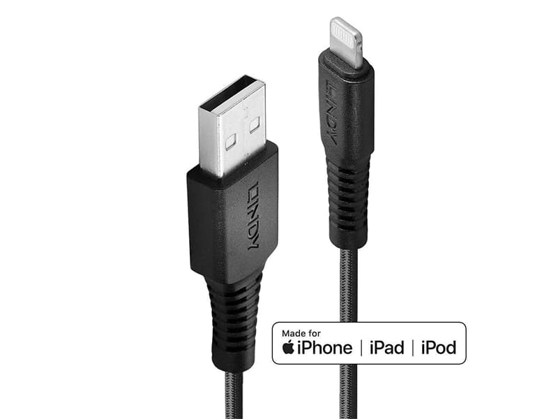 LINDY 31292 2m robustes USB Typ A an Lightning Kabel - USB Typ A Stecker an Lightning