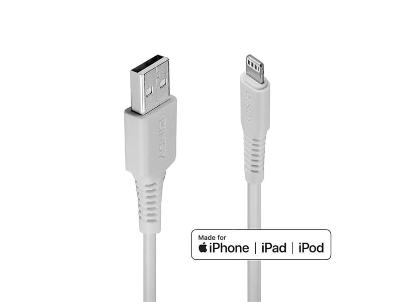 LINDY 31325 0.5m USB Typ A an Lightning Kabel, weiß - USB Typ A Stecker an Lightning-