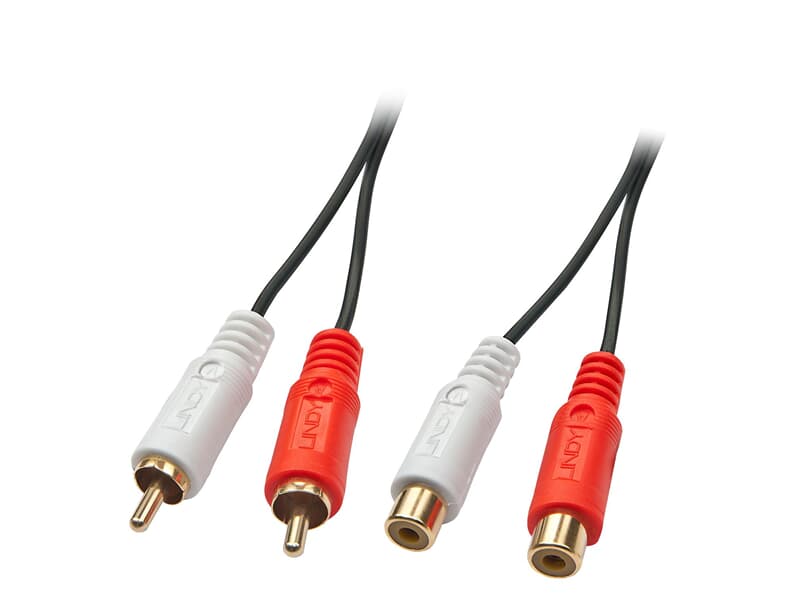 LINDY 35674 Premium Audiokabel (Cinch), Stecker/Buchse, 10m - Premium Audio-Verlänger