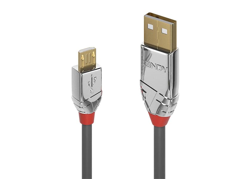 LINDY 36650 0.5m USB 2.0 Typ A an Micro-B Kabel, Cromo Line - USB Typ A Stecker an Mi