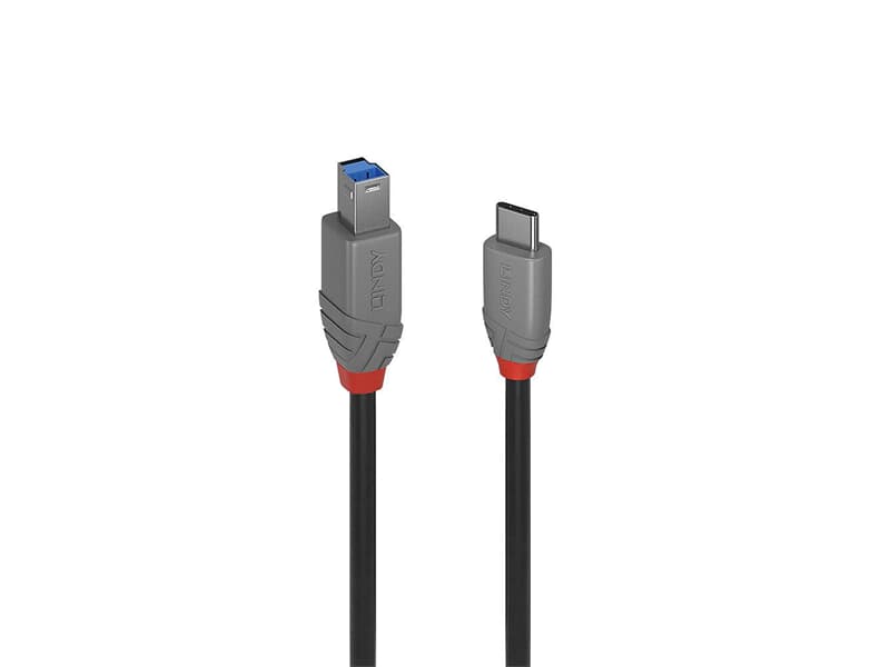 LINDY 2m USB 3.2 Typ C an B Kabel, Anthra Line - Typ C Stecker an B Stecker