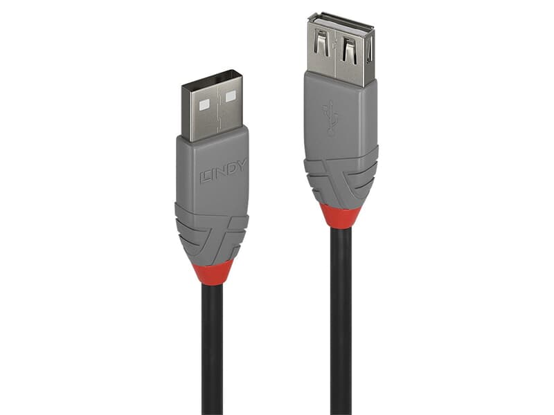 LINDY 36700 0.2m USB 2.0 Typ A Verlängerungskabel, Anthra Line - USB Typ A Stecker an