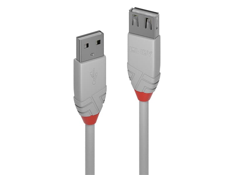 LINDY 36712 1m USB 2.0 Typ A Verlängerungskabel, Anthra Line, Grau - USB Typ A Stecke