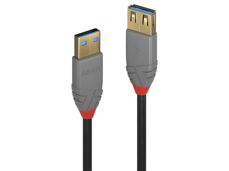 LINDY 36760 0.5m USB 3.2 Typ A Verlängerungskabel, 5GBit/s, Anthra Line - USB Typ A S