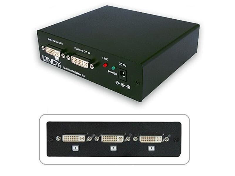 LINDY 38104 4 Port DVI-D Dual Link Splitter - Verteilt DVI-D-Dual-Link-Signale auf 4