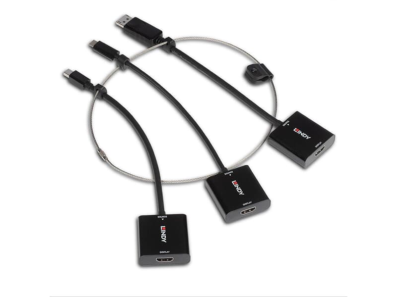 LINDY 38304 Konverter-Satz USB Typ C, MiniDP und DP an HDMI 18G - Immer den richtigen