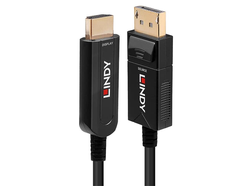 LINDY 38491 20m Fibre Optic Hybrid DisplayPort 1.2 an HDMI 18G Kabel - Zuverlässige D