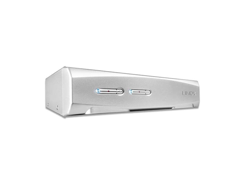 LINDY 39332 KVM Switch PRO USB 2.0 Audio DVI-I Dual Link 2 Port - Mac & PC, mit Kabel
