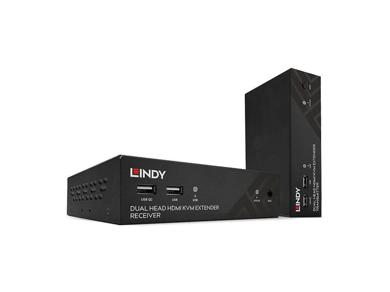 LINDY 39374 100m Cat.6 Dual Head HDMI, USB, IR & RS232 HDBaseT KVM Extender - Steueru