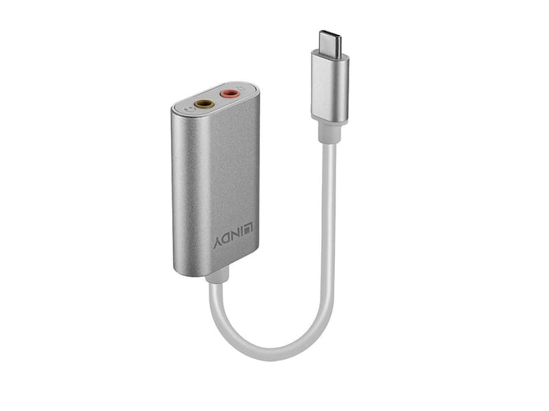 LINDY 42711 USB Typ C auf Audio Konverter - Zum Anschluss von Kopfhörer bzw. Lautspre