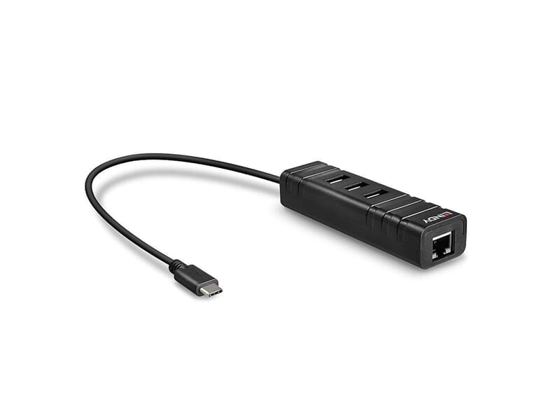 LINDY 43249 USB 3.1 Typ C Hub & Gigabit Ethernet Konverter - 3 Port USB Hub & Gigabit