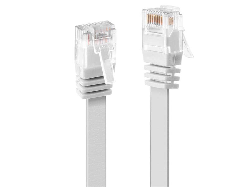 LINDY 47500 0.3m Cat.6 U/UTP  Flachband-Netzwerkkabel, weiß - RJ45-Stecker, 250MHz, K