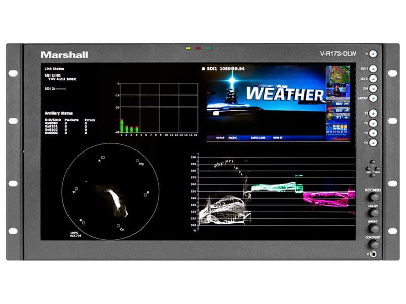 Marshall Electronics 17" Native HD Resolution IMD LCD Rack Mount Monitor with Wavefor