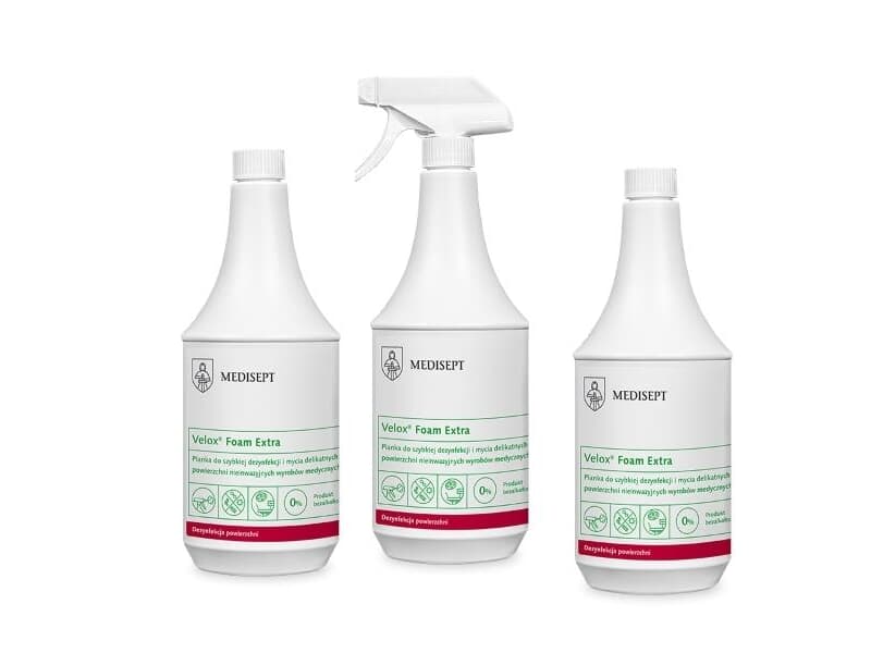 MEDISEPT Velox Foam Extra, 3x 1L Flasche, ALKOHOLFREIE Flächendesinfektion, gebrauchsfertig SET