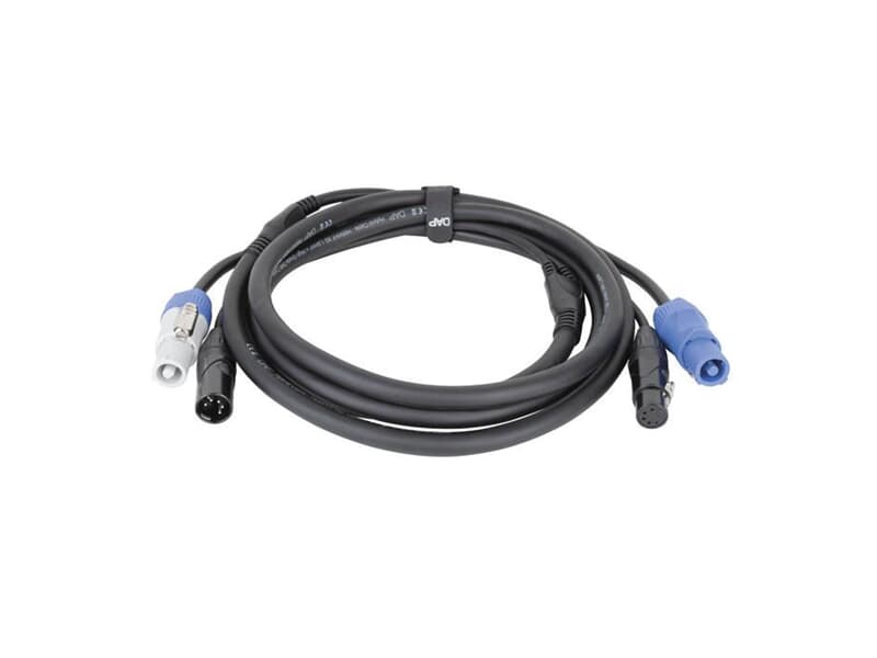 DAP FP-21 LIGHT Hybrid Cable - Power Pro & 5-pin XLR - DMX / Power, 3 m, schwarz