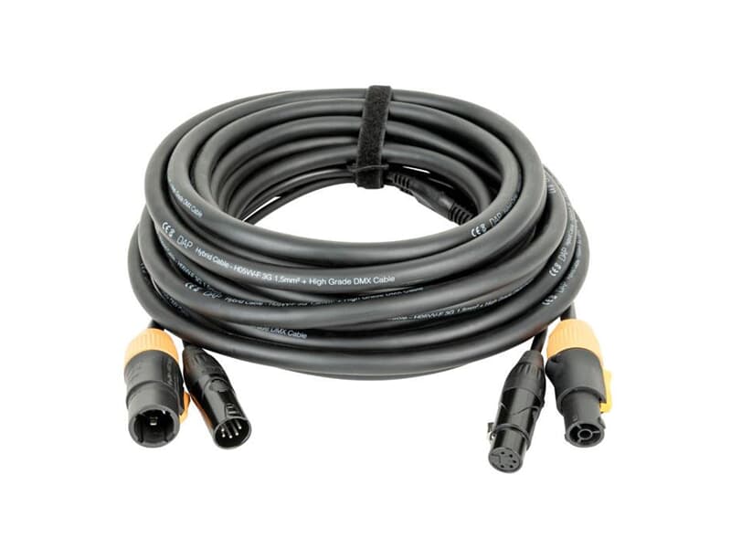 DAP FP-22 LIGHT Hybrid Cable - Power Pro True & 5-pin XLR - DMX / Power, 15 m schwarz