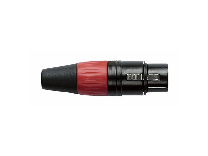 DAP XLR Stecker weiblich, schwarz, mit roter Endkappe