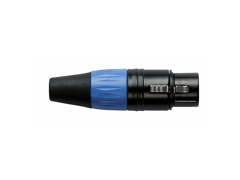 DAP XLR Stecker weiblich, schwarz, mit blauer Endkappe