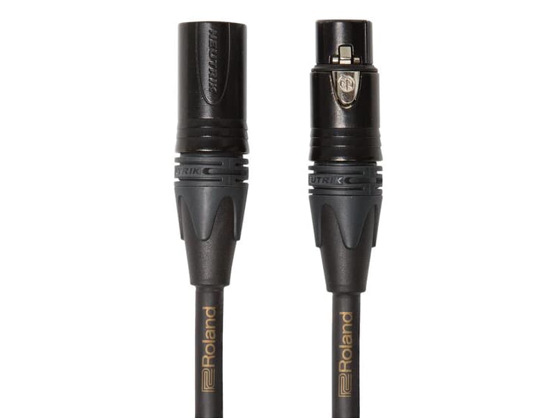 ROLAND RMC-GQ3 - Mikrofonkabel in Studioqualität mit vier Leitungskabeln und vergoldeten NEUTRIK XLR-Anschlüssen (XLR 3-pol female / XLR 3-pol male | 1,00m) - in schwarz