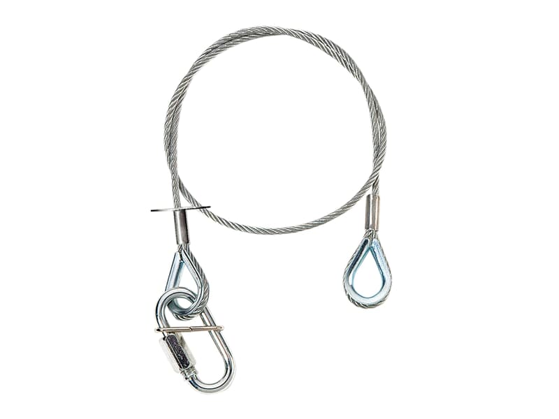 Adam Hall Accessories S 37060 P - Safety rope 3 mm, 0,6 m , with cable eyes, up to 5 kg, silver