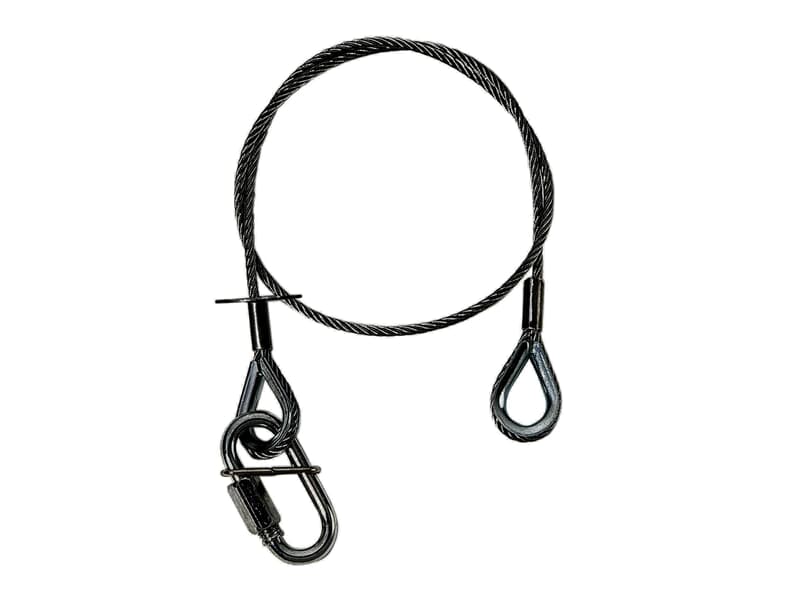 Adam Hall Accessories S 37062 P - Safety rope 3 mm, 0,6m , with cable eyes, up to 5 kg, black