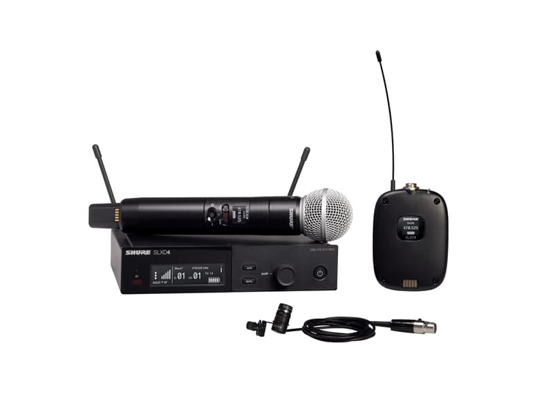 SHURE SLX-D Kombi-Mikrofonsystem m. SM58 & WL185  K59 - 606-650 MHZ
