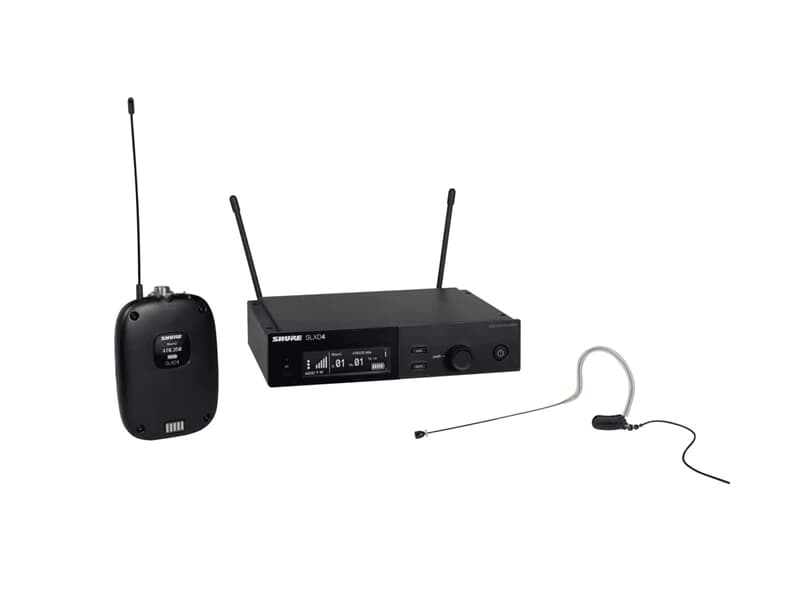 SHURE SLXD14E / 153B S50 Drahtlossystem mit SLXD1 Taschensender und MX153B Ohrbügelmikrofon (schwarz), 823-832 & 863-865 MHz