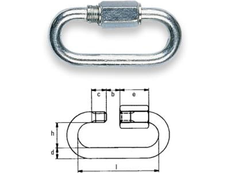 SAFETEX Kettenschnellverschluss 4 mm, verzinkt DIN 56927 Form A